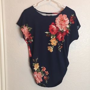 Navy Floral Blouse